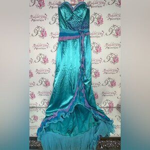 Alyce designs dress gown fairy beaded embroidered ruffle frills mermaid 🧜‍♀️